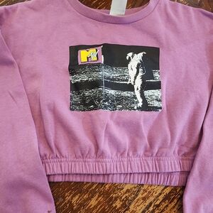 MTV Purple Fleece Pullover Crop top